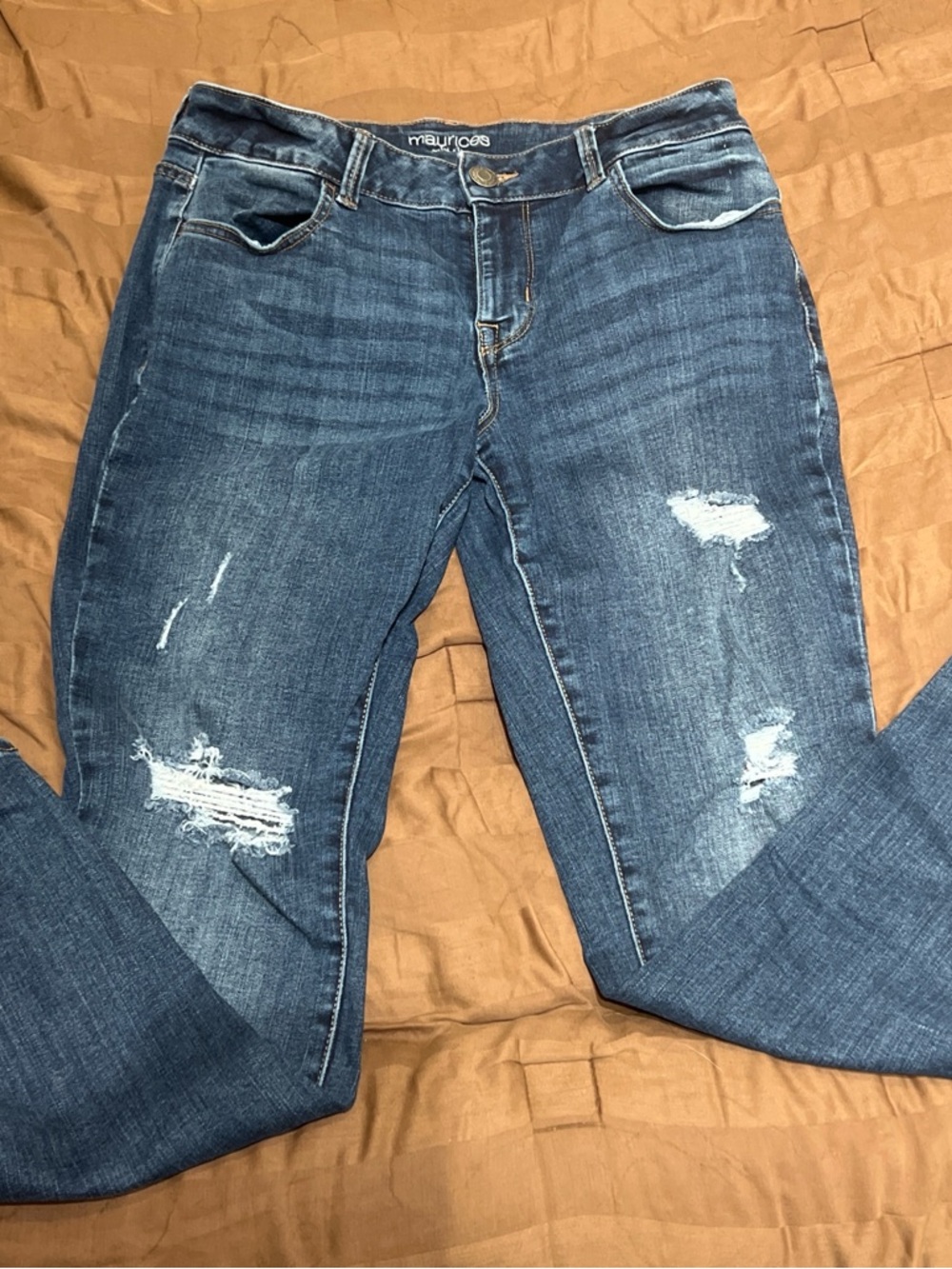 Maurices Dark Blue Women's Ripped Skinny Jeans